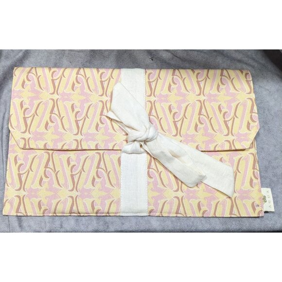 Agua by Agua Bendita Pink And Yellow Monogram Canvas Clutch - Picture 5 of 8